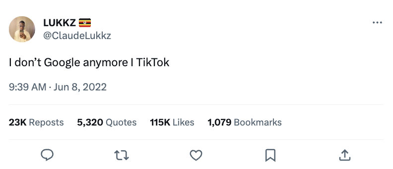 Tweet about TikTok