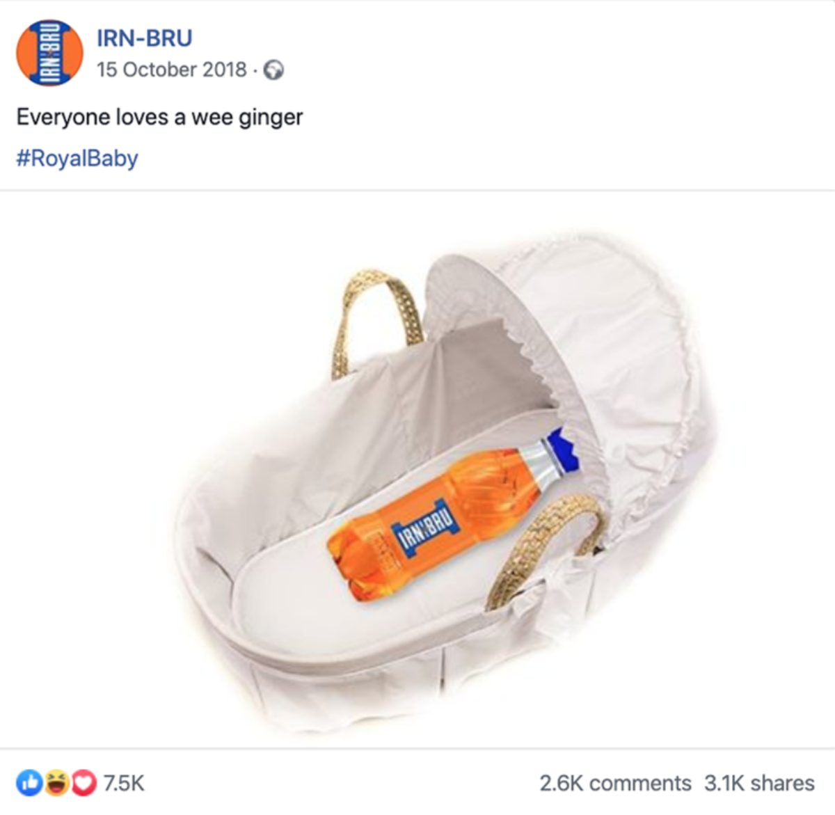 Everyone loves a wee ginger (A bottle of IRN-BRU in a pram)